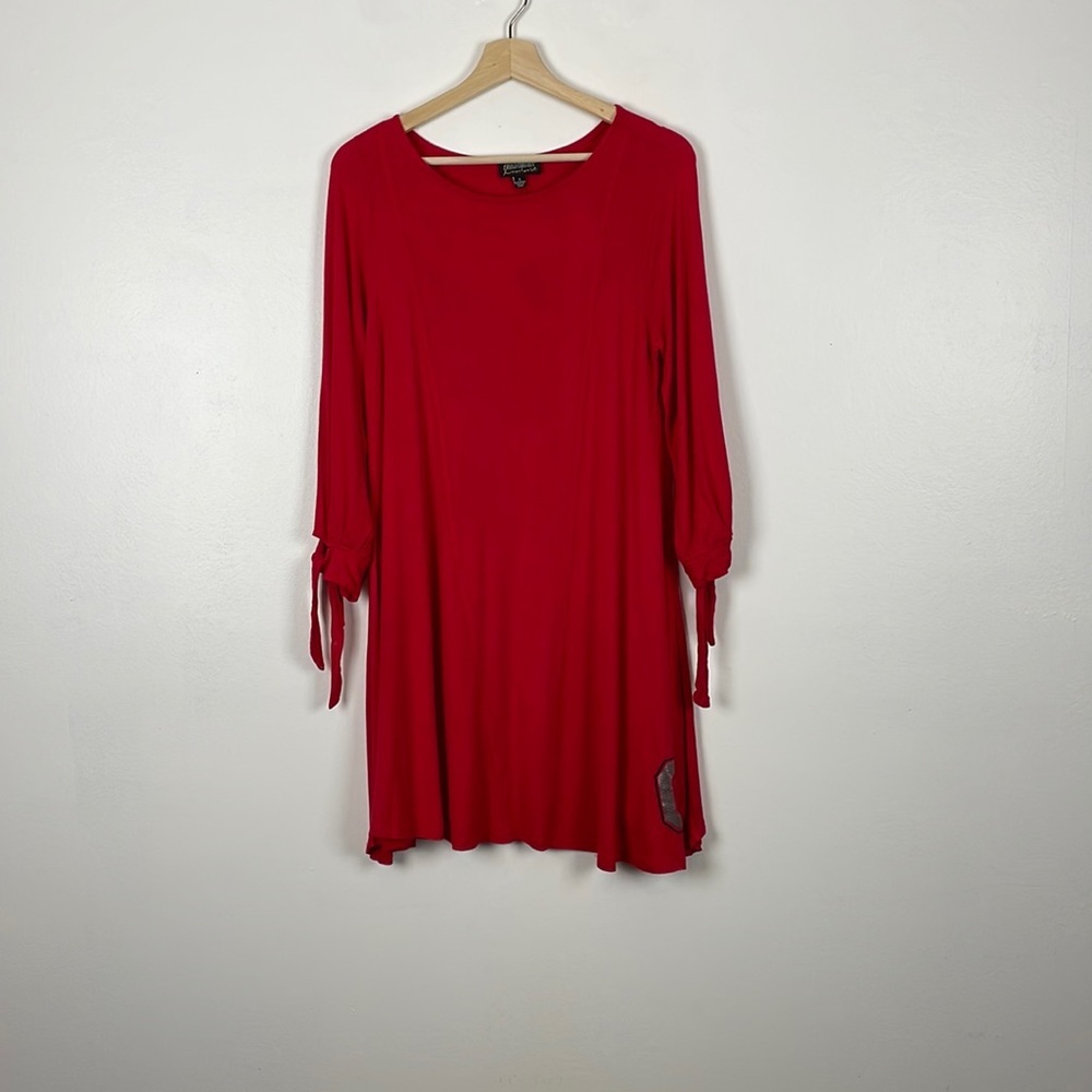 Gameday Couture long sleeve tie wrist stretchy red Ohio State swing dress Small